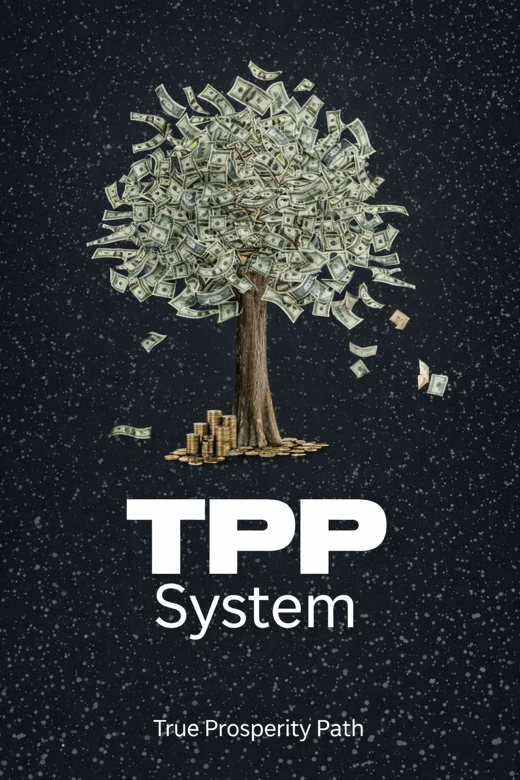 TPP System — True Prosperity Path: a tree grown from dollar bills with gold coins at its roots